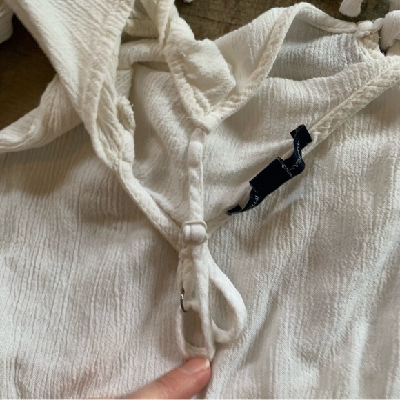 American Eagle outfitters cream cropped ruffle lace bell sleeved gauze top - Picture 8 of 9